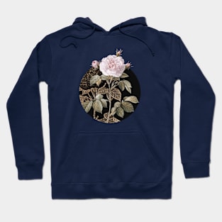 Vintage Vintage Rosa Alba Botanical Illustration on Circle Hoodie